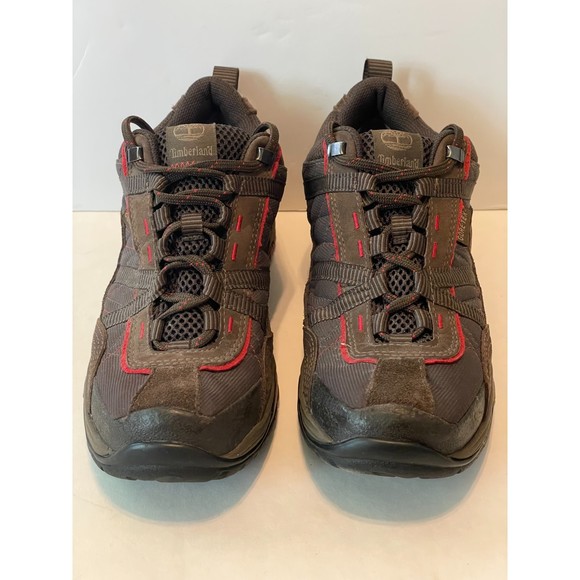 Timberland Women's Outdoor Trainer Shoe Ortholite Vibram Brown w/ Red Size 8.5M - Picture 1 of 10